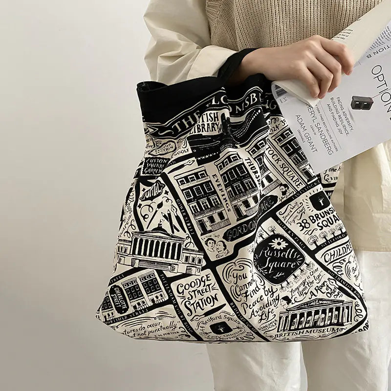 Retro Illustration Handbag for Women